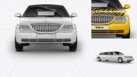 4979+ Lincoln Town Car Limousine PSD Mockup Front View Smart Object-Based PSD Template Free