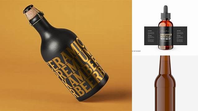 499+ Dark Amber Glass Bottle with Beer PSD Mockup Fully Layered PSD Freebie