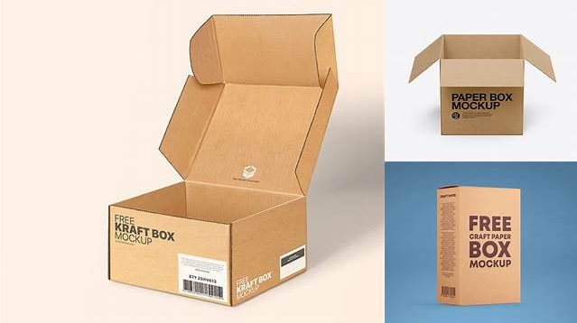 499+ Kraft Box PSD Mockup Front View High-Angle Shot Creative Free Photoshop Template