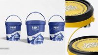 499+ Plastic Paint Bucket PSD Mockup Halfside View High-Angle Shot High-End Layered Mockup Free