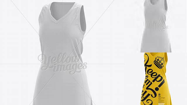 4996+ Netball Dress HQ PSD Mockup Half-Turned View Best for Showcase