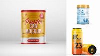 4998+ Glossy Powder Can PSD Mockup Exclusive Editable PSD File