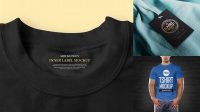 5001+ T-Shirt With Label PSD Mockup Top View Smart Layer PSD