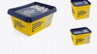 5007+ Matte Butter Tub PSD Mockup Halfside View High-Angle Shot For Free Download