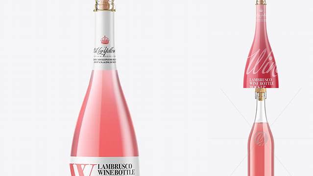 5008+ Clear Glass Lambrusco Pink Wine Bottle PSD Mockup High-Quality Editable PSD