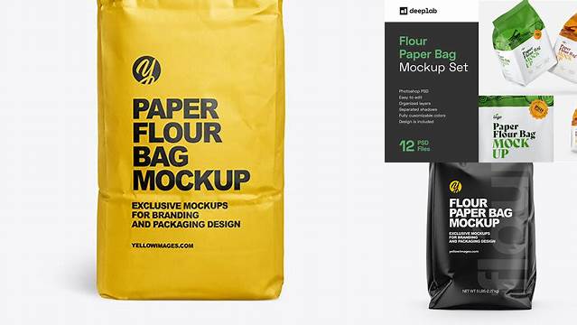 5012+ Paper Flour Bag PSD Mockup Front View PSD Download