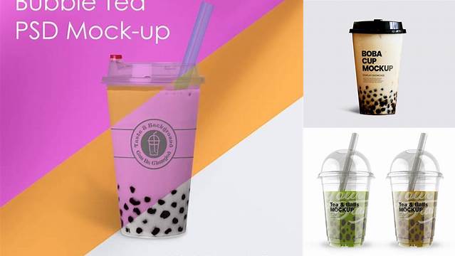 5013+ Mockup Cup Boba Premium PSD Freebie