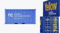 5017+ 20F Shipping Container PSD Mockup Half Side View Download Free Editable PSD Template