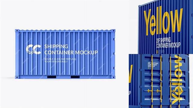 5017+ 20F Shipping Container PSD Mockup Half Side View Download Free Editable PSD Template