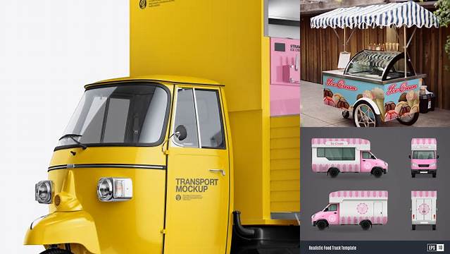 5017+ Ice Cream Truck Mockup Free Digital Download