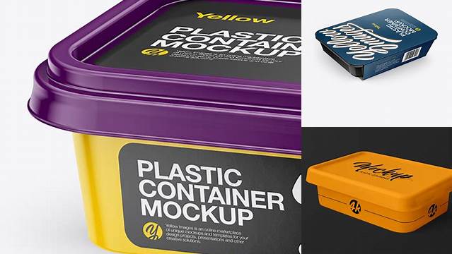 5018+ 200g Plastic Container PSD Mockup Half Side View High-Angle Shot Photoshop Resource Free