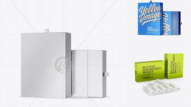 5018+ Two Metallic Boxes PSD Mockup Half Side View Layered Photoshop Template