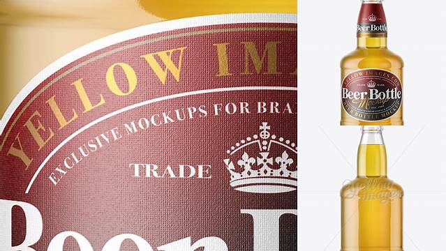 5019+ 330ml Clear Glass Lager Beer Bottle with Foil PSD Mockup Customizable Layered Design PSD