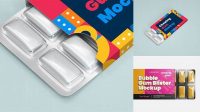 502+ Chewing Gum in Blister Package PSD Mockup Bottom Free Premium Photoshop Template Download