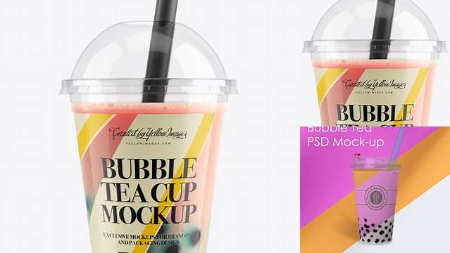 5020+ Berry Bubble Tea Cup PSD Mockup Front View Free Mockup Templates