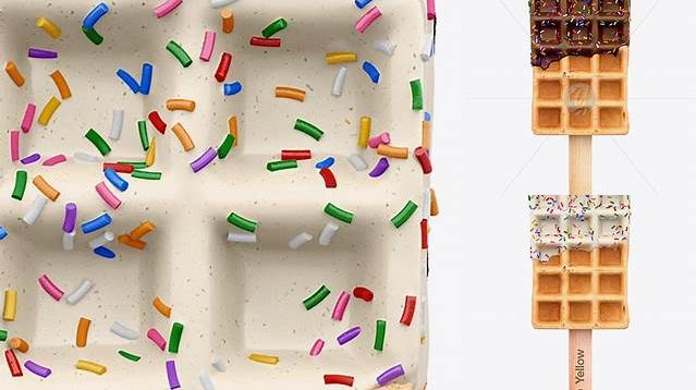 5021+ Chocolate Glazed Belgian Waffle With Sprinkles PSD Mockup High-Resolution Graphic