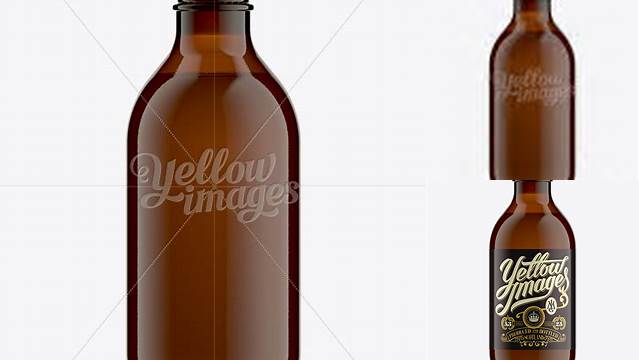 5023+ 250ml Stubby Amber Bottle For Carbonated Beverages PSD Mockup Exclusive Free PSD Mockups