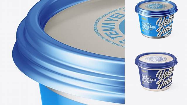 5024+ Metallic Sour Cream Cup PSD Mockup High-Angle Shot Best Free Mockup PSD