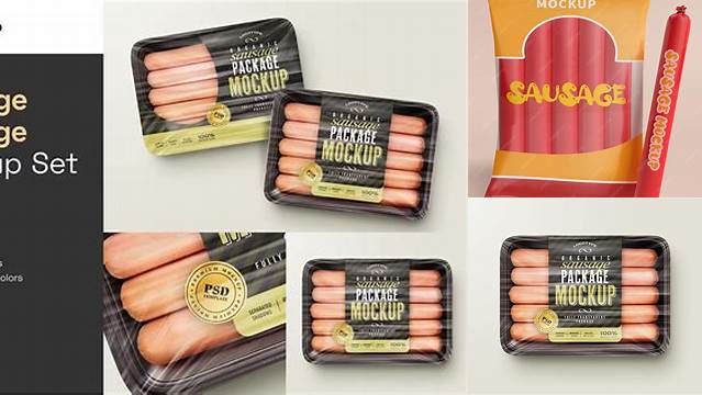 5025+ Sausage Packaging Mockup Customizable Design Files