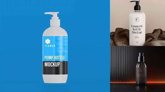 5030+ Metallic Cosmetic Bottle With Pump PSD Mockup Creative Layered Design File