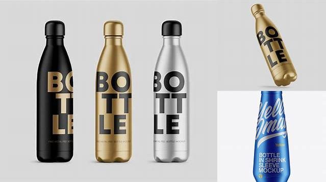 5033+ Bottle In Matte Metallic Shrink Sleeve PSD Mockup Free Graphic Mockup PSD