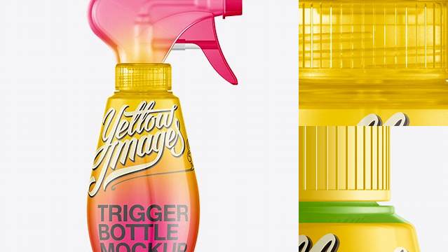 504+ 350ml Plastic Trigger Bottle with Shrink Sleeve Label PSD Mockup Free PSD for Creatives