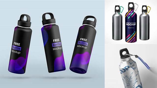 5040+ Aluminum Drink Bottle PSD Mockup Smart Object-Based PSD Template Free