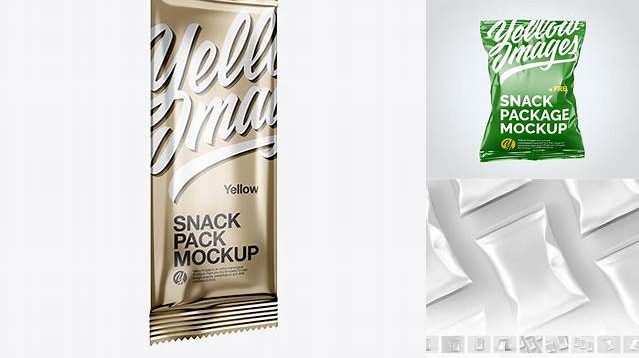 5040+ Metallic Snack Pack PSD Mockup Half Side View Exclusive Free PSD Mockups