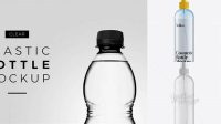 5042+ 350ml Clear Plastic Boston Bottle PSD Mockup Fully Customizable Photoshop Freebie