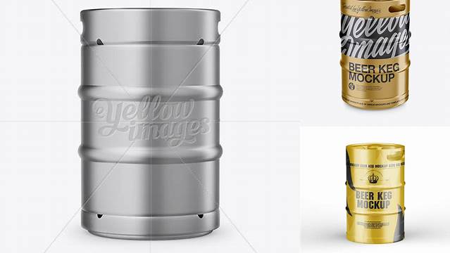 5046+ 50L Metallic Beer Keg PSD Mockup High-End Layered Mockup Free