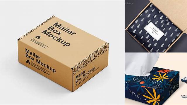 5046+ Mailer Box Tissue Paper Mockup Set Professional PSD Mockup