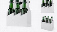 505+ White Paper 6 Pack Green Bottle Carrier PSD Mockup Halfside View High Angle Shot Exclusive Free Creative Mockup File