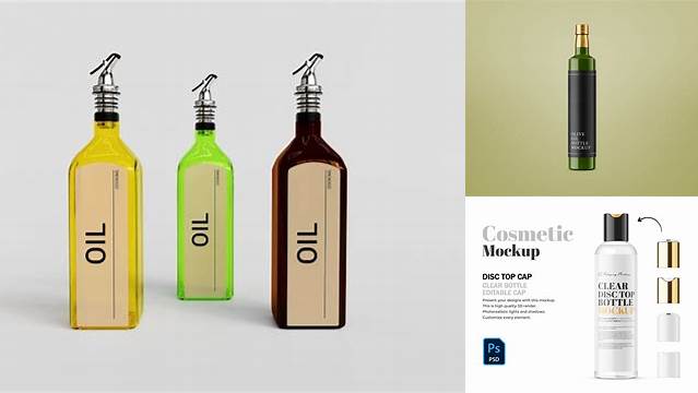 5051+ Glossy Oil Bottle PSD Mockup Creative Design PSD Free Download