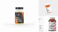 5053+ Clear Bottle With Orange Pills PSD Mockup Custom Graphic Mockup File