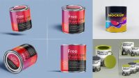 5053+ Glossy Paint Can PSD Mockup High Angle Versatile Mockup for Designers