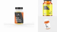 5053+ Orange Pills Bottle PSD Mockup High-Quality PSD Files