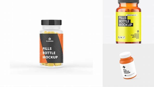 5053+ Orange Pills Bottle PSD Mockup High-Quality PSD Files