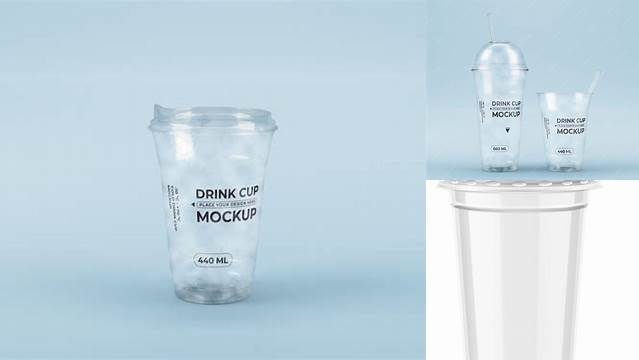 5059+ Plastic Cup with Foil Lid PSD Mockup Front View Editable Photoshop File