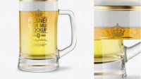 5061+ Tankard Glass Mug with Pilsner Beer PSD Mockup Smart Object PSD Template