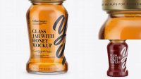 5063+ 120g Glass Jar in Shrink Sleeve with Clear Honey PSD Mockup Free PSD