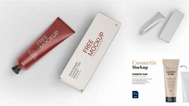 5067+ Matte Metallic Tube PSD Mockup Front View Free Graphic Mockup PSD