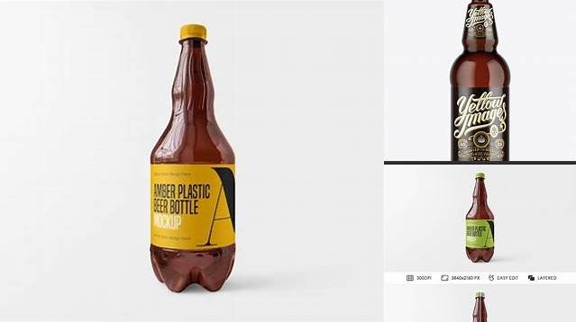 5070+ Amber Plastic Beer Bottle PSD Mockup Free Design Resource