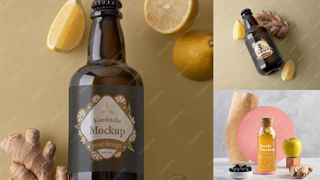 5071+ Kombucha Mockup Customizable PSD