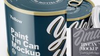 5076+ Glossy Tin Can PSD Mockup High-Angle Shot High-Resolution PSD Download