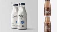 5078+ Clear Glass Bottle with Chocolate Milk PSD Mockup Premium Design Freebie