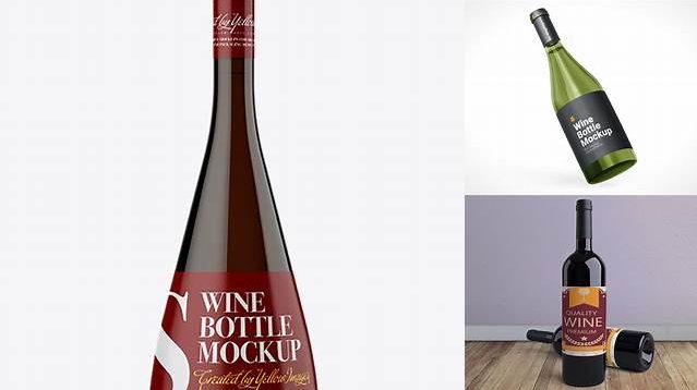 5080+ Dark Amber Glass Wine Bottle PSD Mockup Unique Free Photoshop Files