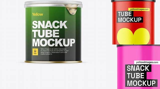 5083+ Small Glossy Snack Tube PSD Mockup Front View Free Design Resource