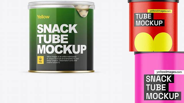 5083+ Small Glossy Snack Tube PSD Mockup Front View Free Design Resource