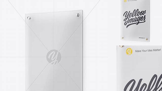 5083+ Vertical Frosted Glass Nameplate PSD Mockup Half Side View Digital Download