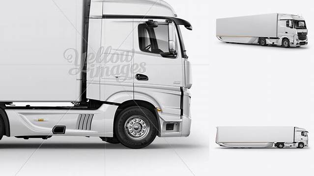 5084+ Mercedes Trailer Right view PSD Mockup Premium Free Graphic Resource